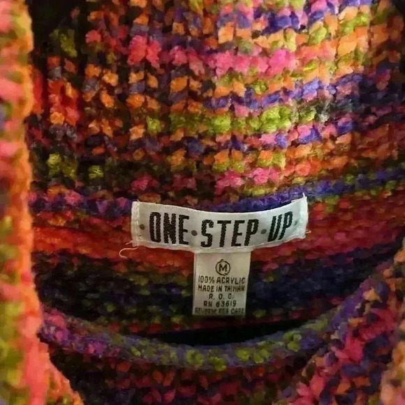 One Step Up Womens Vintage Sweater Med Knit 80’s Oversized Lagenlook Colorful - Picture 5 of 8